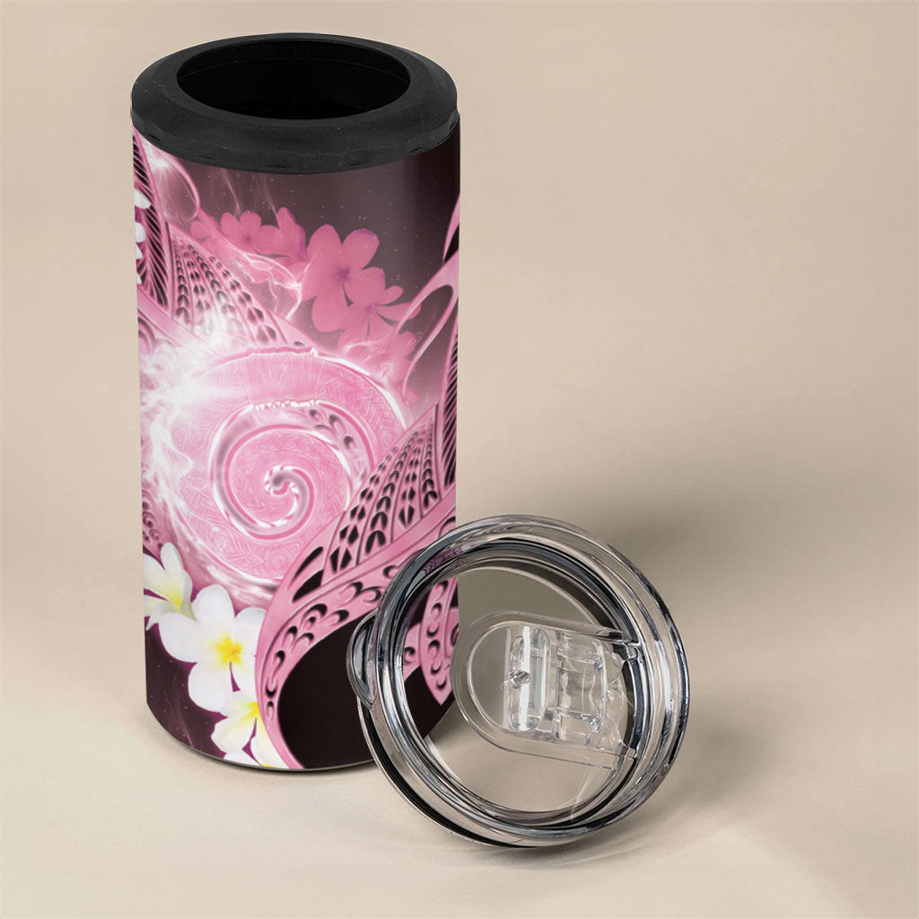 Piko Hawaiian 4 in 1 Can Cooler Tumbler Pink Galaxy Spiral Plumeria Tribal Patterns DT05 - Polynesian Pride