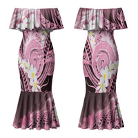 Piko Hawaiian Couples Matching Mermaid Dress and Hawaiian Shirt Pink Galaxy Spiral Plumeria Tribal Patterns DT05 - Polynesian Pride