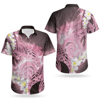 Piko Hawaiian Couples Matching Off Shoulder Maxi Dress and Hawaiian Shirt Pink Galaxy Spiral Plumeria Tribal Patterns DT05 - Polynesian Pride