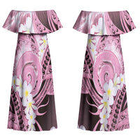 Piko Hawaiian Couples Matching Off Shoulder Maxi Dress and Long Sleeve Button Shirt Pink Galaxy Spiral Plumeria Tribal Patterns DT05 - Polynesian Pride