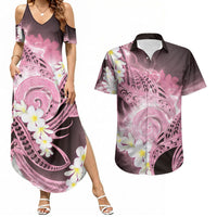 Piko Hawaiian Couples Matching Summer Maxi Dress and Hawaiian Shirt Pink Galaxy Spiral Plumeria Tribal Patterns DT05 Pink - Polynesian Pride