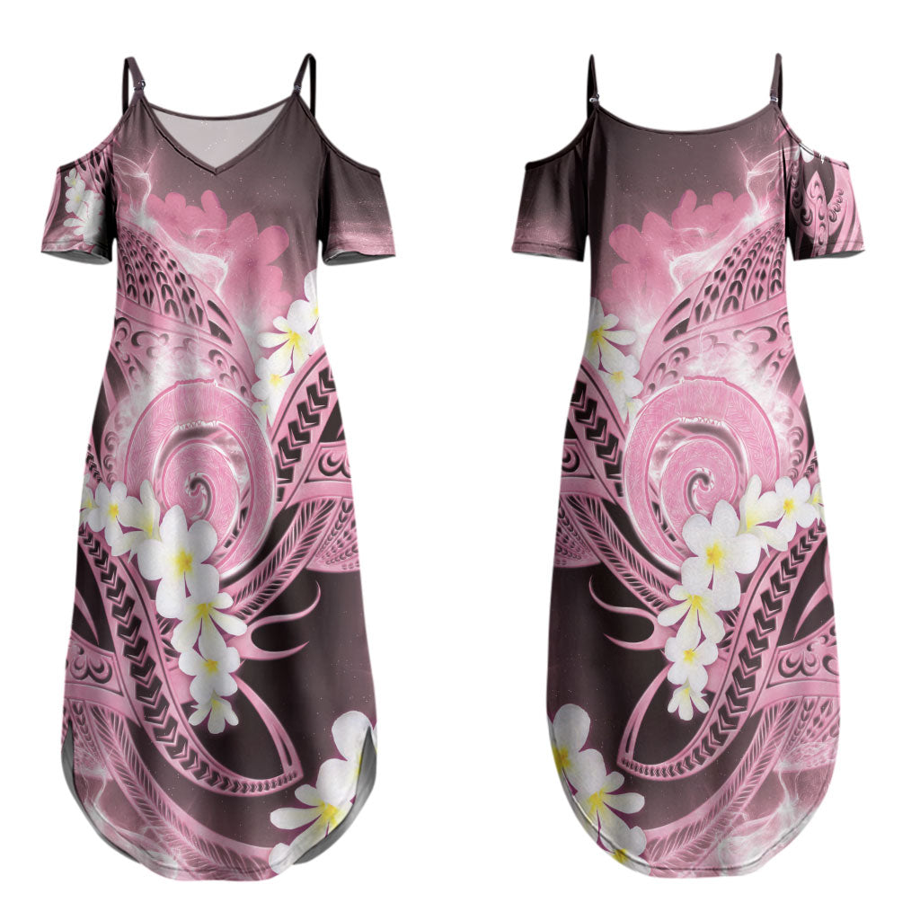 Piko Hawaiian Couples Matching Summer Maxi Dress and Long Sleeve Button Shirt Pink Galaxy Spiral Plumeria Tribal Patterns DT05 - Polynesian Pride
