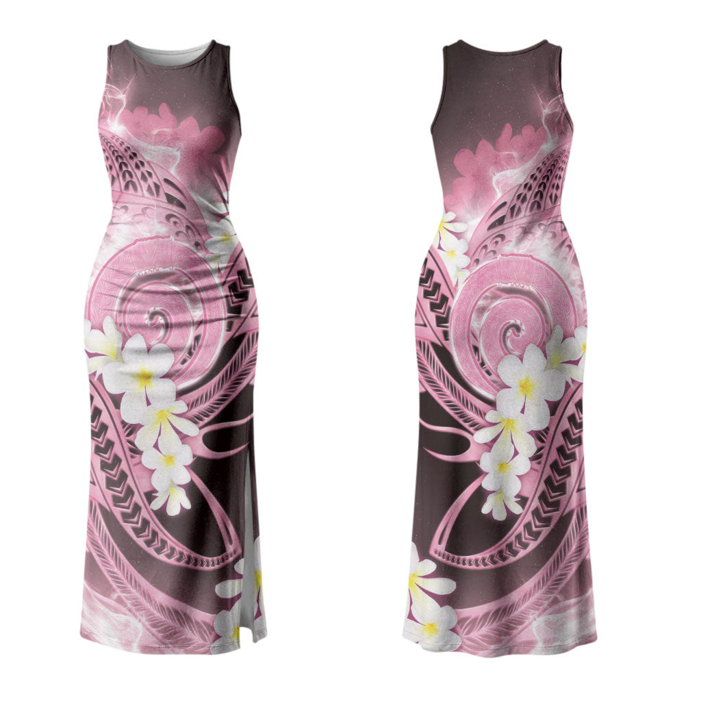 Piko Hawaiian Couples Matching Tank Maxi Dress and Hawaiian Shirt Pink Galaxy Spiral Plumeria Tribal Patterns DT05 - Polynesian Pride
