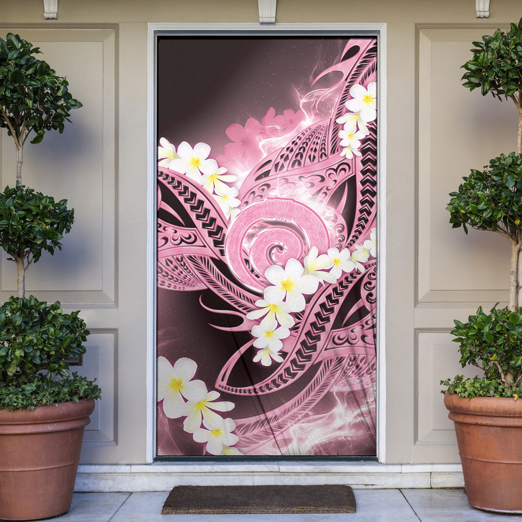 Piko Hawaiian Door Cover Pink Galaxy Spiral Plumeria Tribal Patterns DT05 Pink - Polynesian Pride