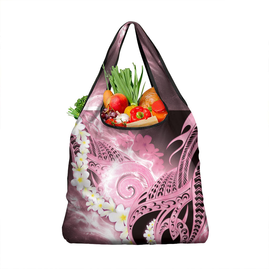 Piko Hawaiian Grocery Bag Pink Galaxy Spiral Plumeria Tribal Patterns DT05 1-pack One Size Pink - Polynesian Pride
