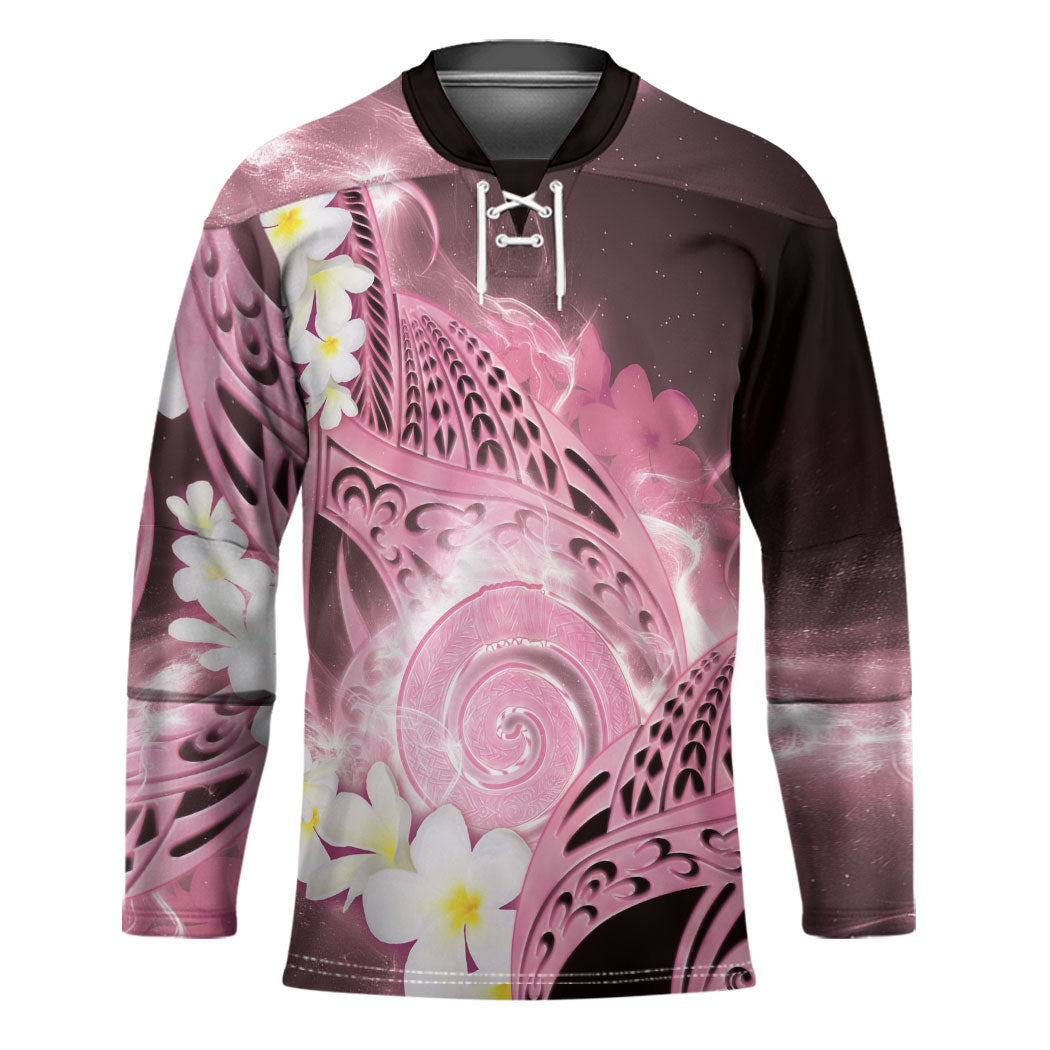 Piko Hawaiian Hockey Jersey Pink Galaxy Spiral Plumeria Tribal Patterns DT05 Unisex Pink - Polynesian Pride