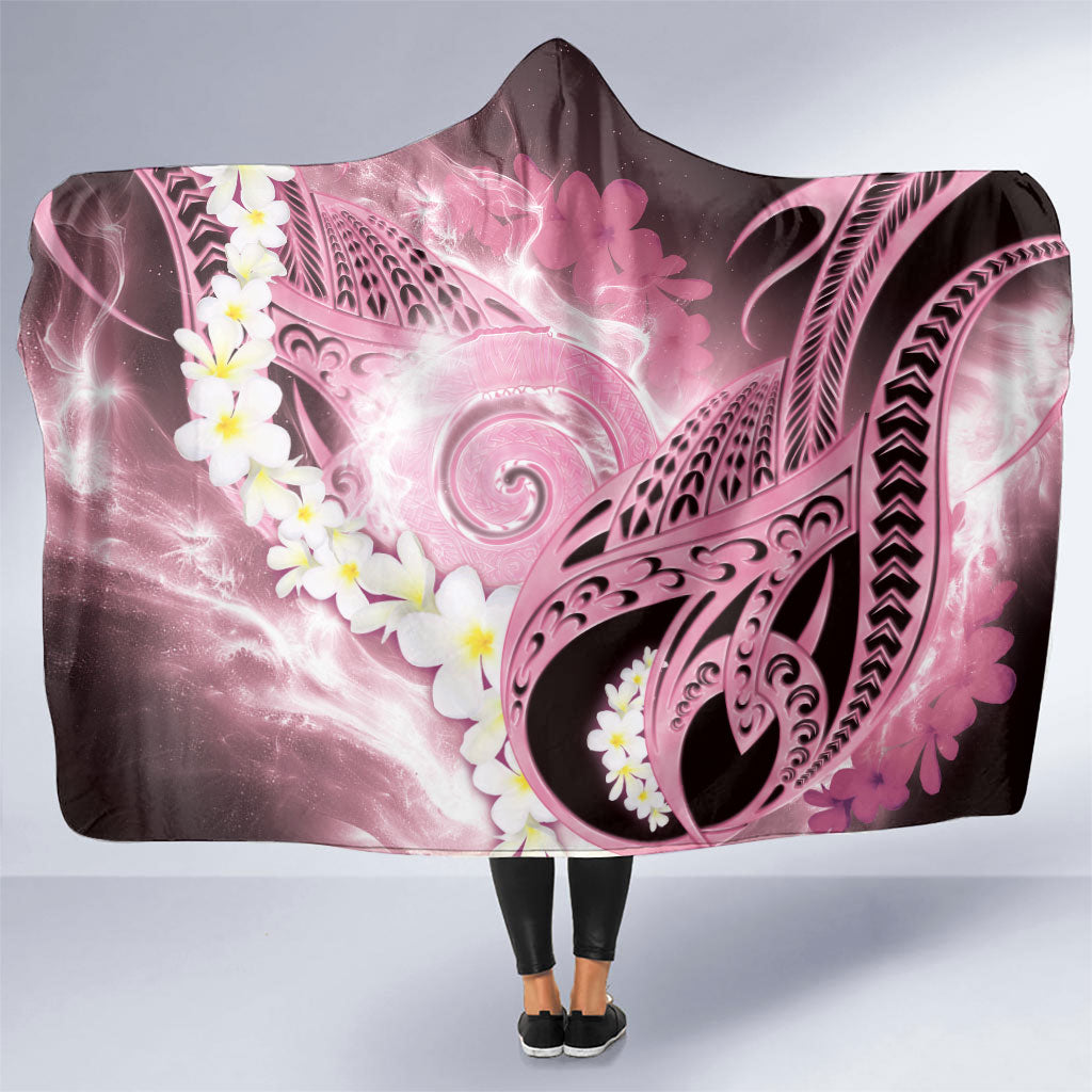 Piko Hawaiian Hooded Blanket Pink Galaxy Spiral Plumeria Tribal Patterns DT05 One Size Pink - Polynesian Pride
