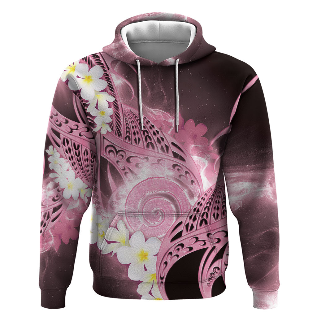 Piko Hawaiian Hoodie Pink Galaxy Spiral Plumeria Tribal Patterns DT05 Pullover Hoodie Pink - Polynesian Pride