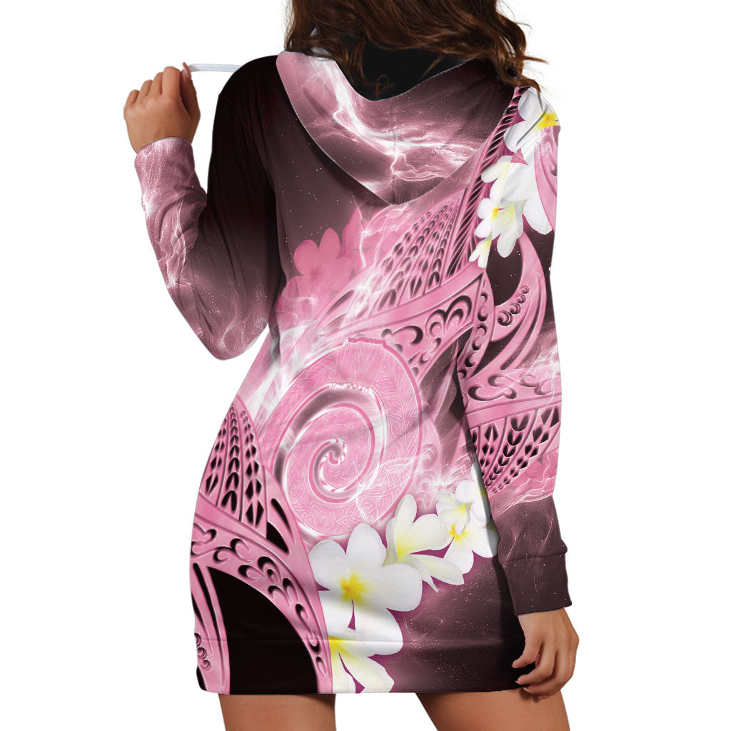 Piko Hawaiian Hoodie Dress Pink Galaxy Spiral Plumeria Tribal Patterns DT05 - Polynesian Pride