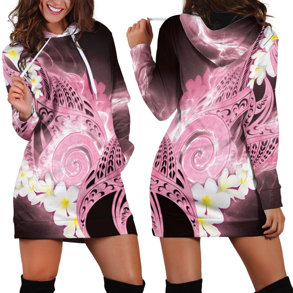 Piko Hawaiian Hoodie Dress Pink Galaxy Spiral Plumeria Tribal Patterns DT05 - Polynesian Pride