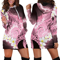 Piko Hawaiian Hoodie Dress Pink Galaxy Spiral Plumeria Tribal Patterns DT05 - Polynesian Pride
