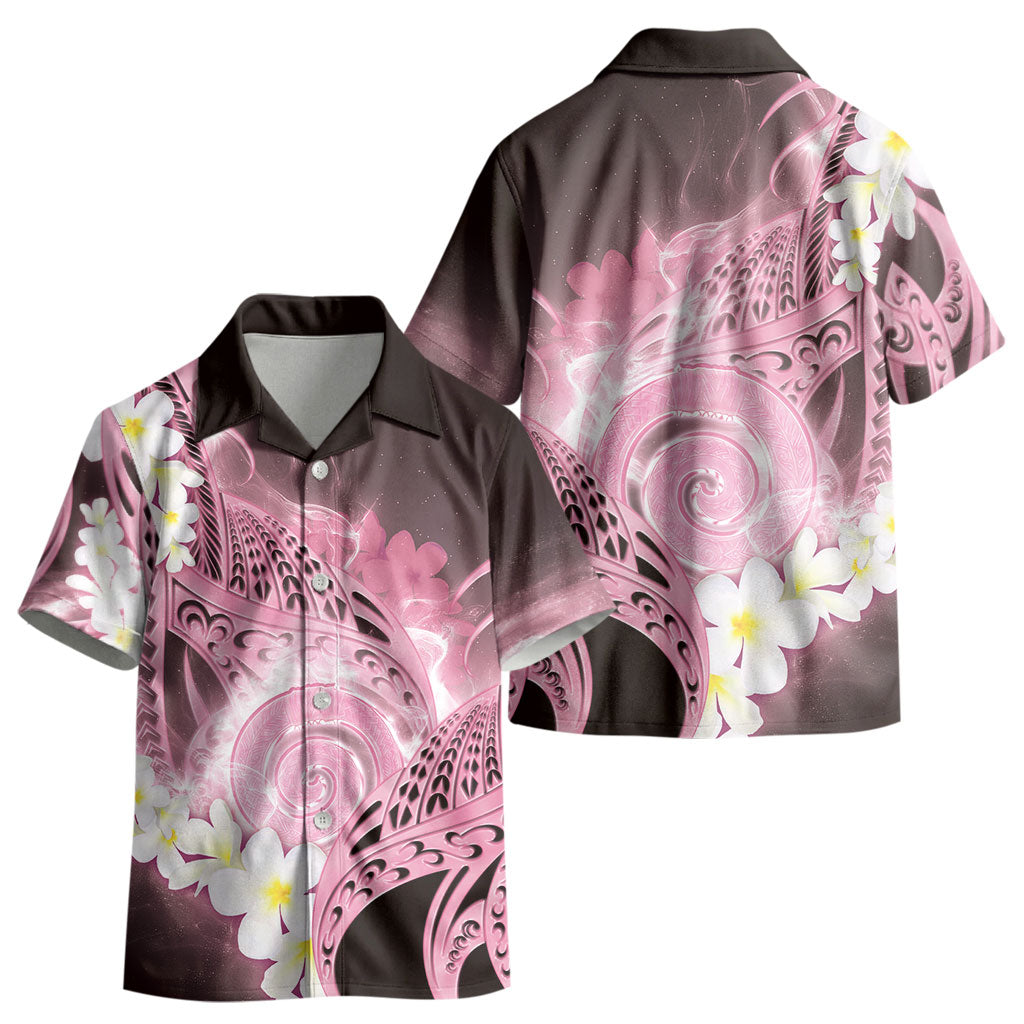 Piko Hawaiian Kid Hawaiian Shirt Pink Galaxy Spiral Plumeria Tribal Patterns DT05 - Polynesian Pride