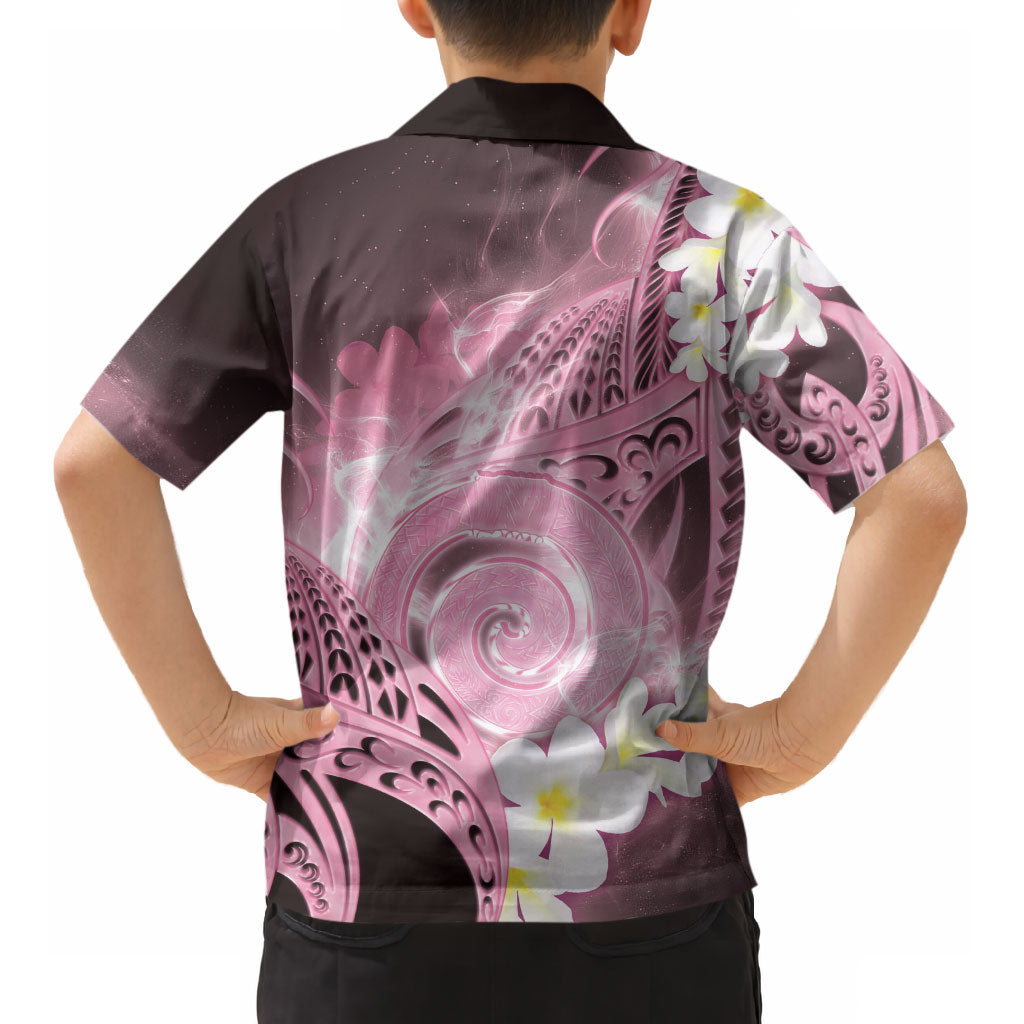 Piko Hawaiian Kid Hawaiian Shirt Pink Galaxy Spiral Plumeria Tribal Patterns DT05 - Polynesian Pride