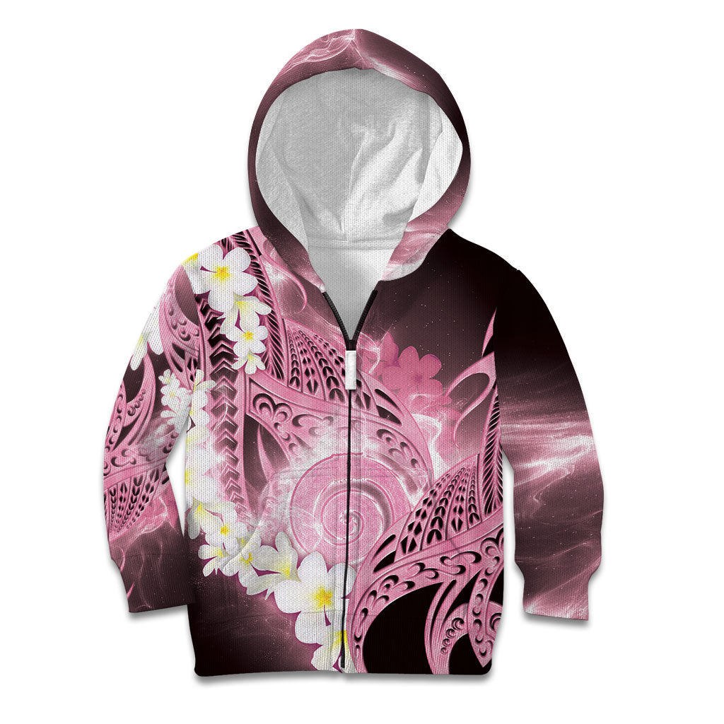 Piko Hawaiian Kid Hoodie Pink Galaxy Spiral Plumeria Tribal Patterns DT05 Zip Hoodie Pink - Polynesian Pride