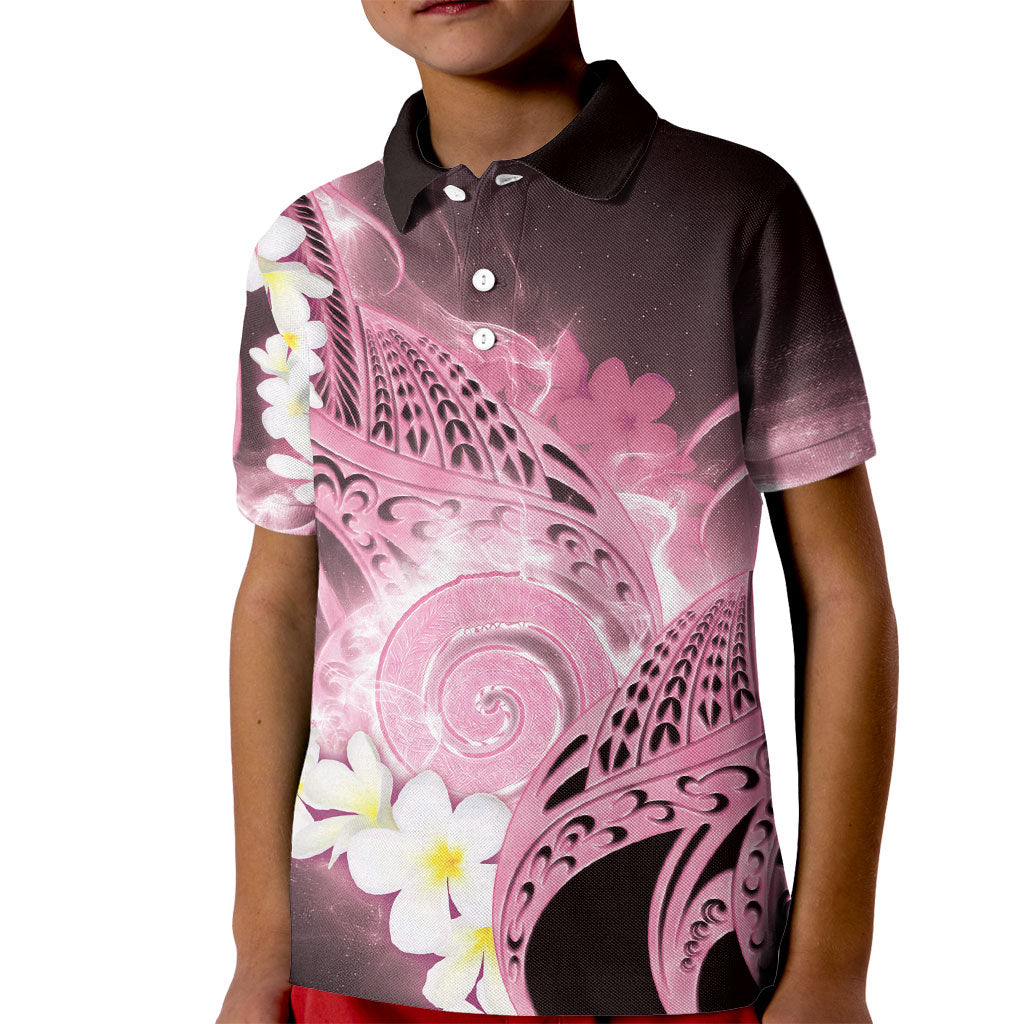 Piko Hawaiian Kid Polo Shirt Pink Galaxy Spiral Plumeria Tribal Patterns DT05 Kid Pink - Polynesian Pride