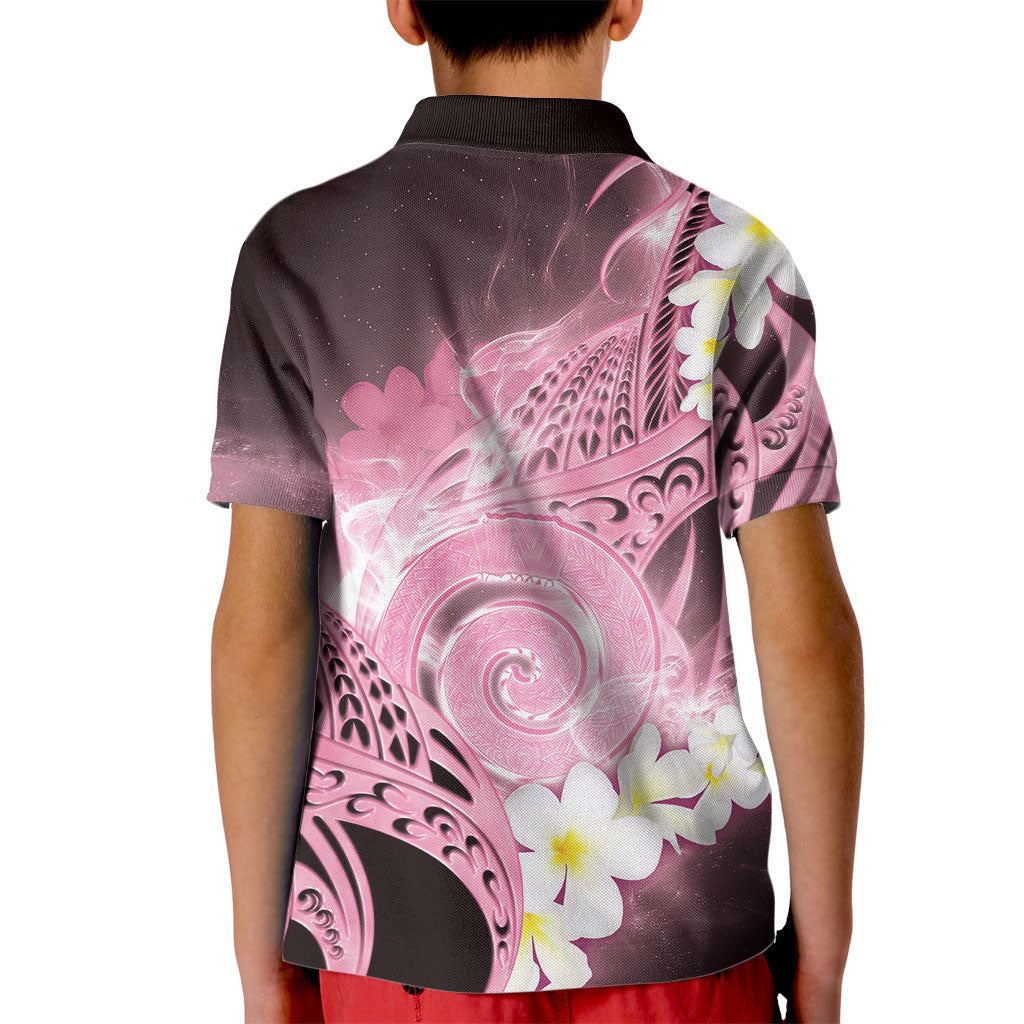 Piko Hawaiian Kid Polo Shirt Pink Galaxy Spiral Plumeria Tribal Patterns DT05 - Polynesian Pride