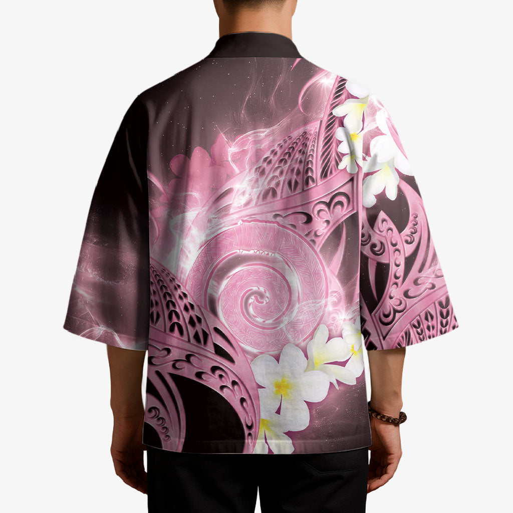 Piko Hawaiian Kimono Pink Galaxy Spiral Plumeria Tribal Patterns DT05 - Polynesian Pride