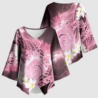 Piko Hawaiian Kimono Sleeve Blouse Pink Galaxy Spiral Plumeria Tribal Patterns DT05 - Polynesian Pride