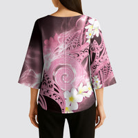 Piko Hawaiian Kimono Sleeve Blouse Pink Galaxy Spiral Plumeria Tribal Patterns DT05 - Polynesian Pride