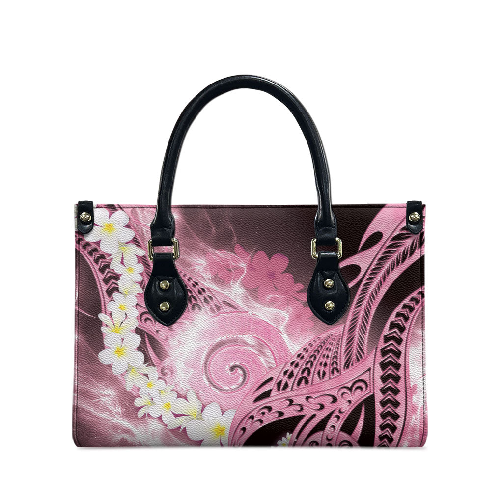 Piko Hawaiian Leather Bag Pink Galaxy Spiral Plumeria Tribal Patterns DT05 - Polynesian Pride