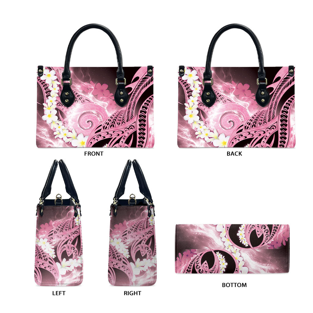 Piko Hawaiian Leather Bag Pink Galaxy Spiral Plumeria Tribal Patterns DT05 - Polynesian Pride
