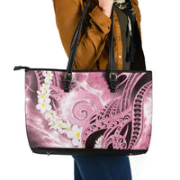 Piko Hawaiian Leather Tote Bag Pink Galaxy Spiral Plumeria Tribal Patterns DT05 - Polynesian Pride