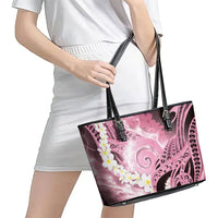 Piko Hawaiian Leather Tote Bag Pink Galaxy Spiral Plumeria Tribal Patterns DT05 - Polynesian Pride