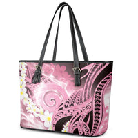 Piko Hawaiian Leather Tote Bag Pink Galaxy Spiral Plumeria Tribal Patterns DT05 - Polynesian Pride