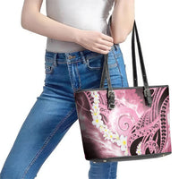 Piko Hawaiian Leather Tote Bag Pink Galaxy Spiral Plumeria Tribal Patterns DT05 - Polynesian Pride