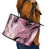 Piko Hawaiian Leather Tote Bag Pink Galaxy Spiral Plumeria Tribal Patterns DT05 - Polynesian Pride