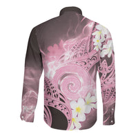 Piko Hawaiian Long Sleeve Button Shirt Pink Galaxy Spiral Plumeria Tribal Patterns DT05 - Polynesian Pride