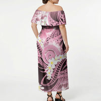 Piko Hawaiian Off Shoulder Maxi Dress Pink Galaxy Spiral Plumeria Tribal Patterns DT05 - Polynesian Pride