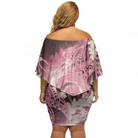 Piko Hawaiian Off Shoulder Short Dress Pink Galaxy Spiral Plumeria Tribal Patterns DT05 - Polynesian Pride