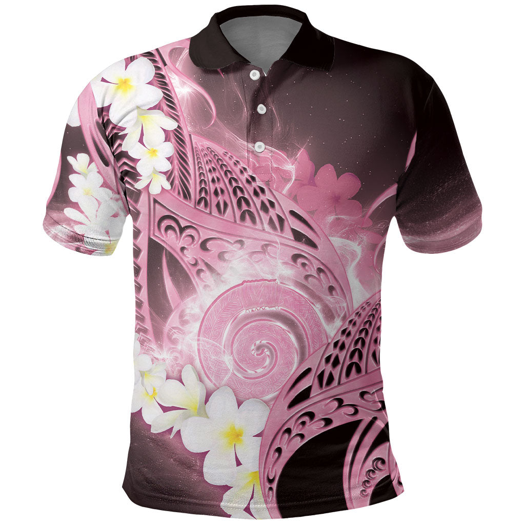 Piko Hawaiian Polo Shirt Pink Galaxy Spiral Plumeria Tribal Patterns DT05 Pink - Polynesian Pride