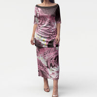 Piko Hawaiian Puletasi Pink Galaxy Spiral Plumeria Tribal Patterns DT05 Long Dress Pink - Polynesian Pride
