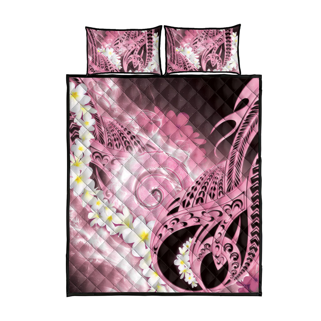 Piko Hawaiian Quilt Bed Set Pink Galaxy Spiral Plumeria Tribal Patterns DT05 - Polynesian Pride