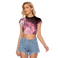 Piko Hawaiian Raglan Cropped T Shirt Pink Galaxy Spiral Plumeria Tribal Patterns DT05 Female Pink - Polynesian Pride