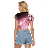 Piko Hawaiian Raglan Cropped T Shirt Pink Galaxy Spiral Plumeria Tribal Patterns DT05 - Polynesian Pride