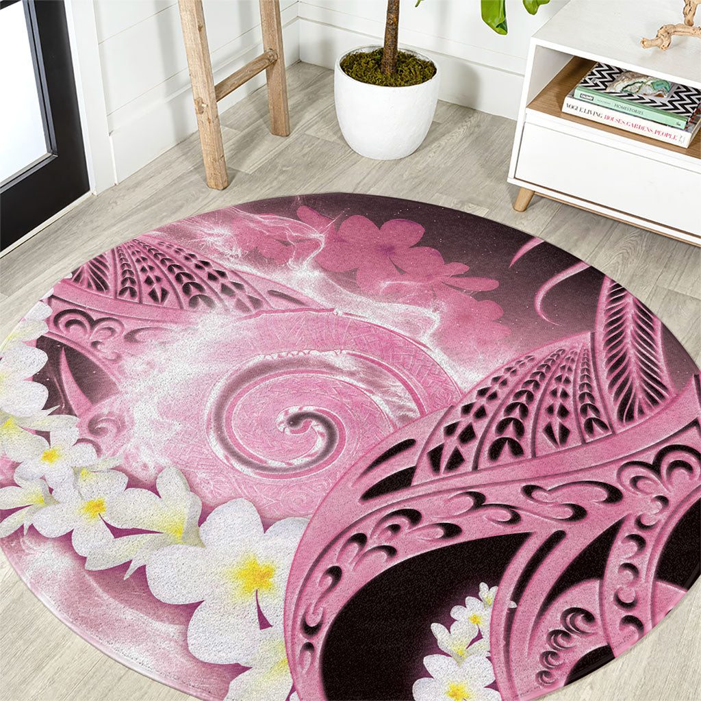 Piko Hawaiian Round Carpet Pink Galaxy Spiral Plumeria Tribal Patterns DT05 Pink - Polynesian Pride