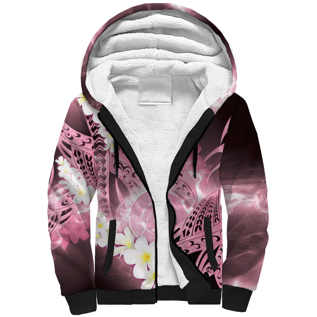 Piko Hawaiian Sherpa Hoodie Pink Galaxy Spiral Plumeria Tribal Patterns DT05 Unisex Pink - Polynesian Pride