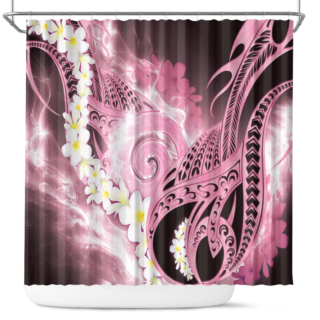 Piko Hawaiian Shower Curtain Pink Galaxy Spiral Plumeria Tribal Patterns DT05 Pink - Polynesian Pride