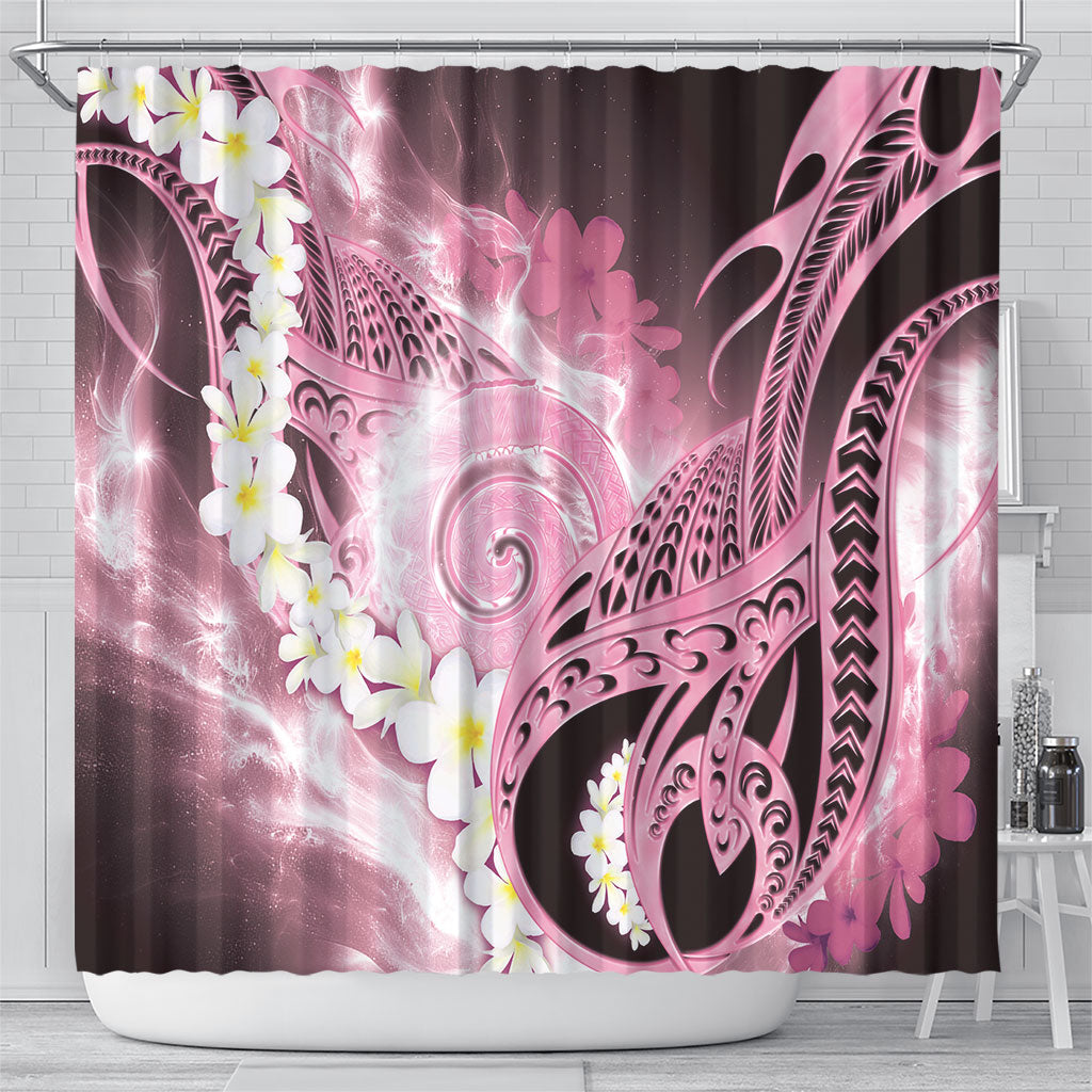 Piko Hawaiian Shower Curtain Pink Galaxy Spiral Plumeria Tribal Patterns DT05 - Polynesian Pride