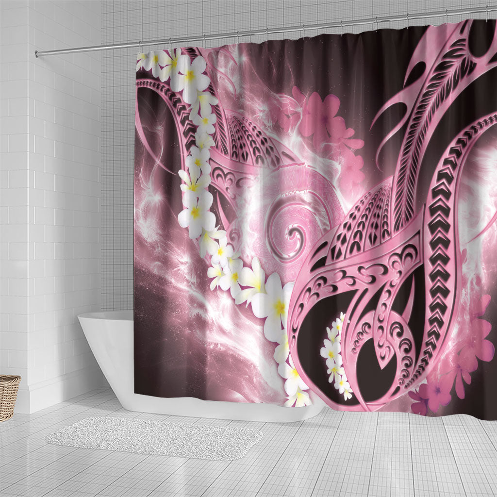 Piko Hawaiian Shower Curtain Pink Galaxy Spiral Plumeria Tribal Patterns DT05 - Polynesian Pride