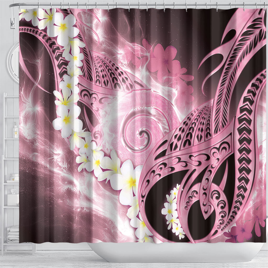 Piko Hawaiian Shower Curtain Pink Galaxy Spiral Plumeria Tribal Patterns DT05 - Polynesian Pride