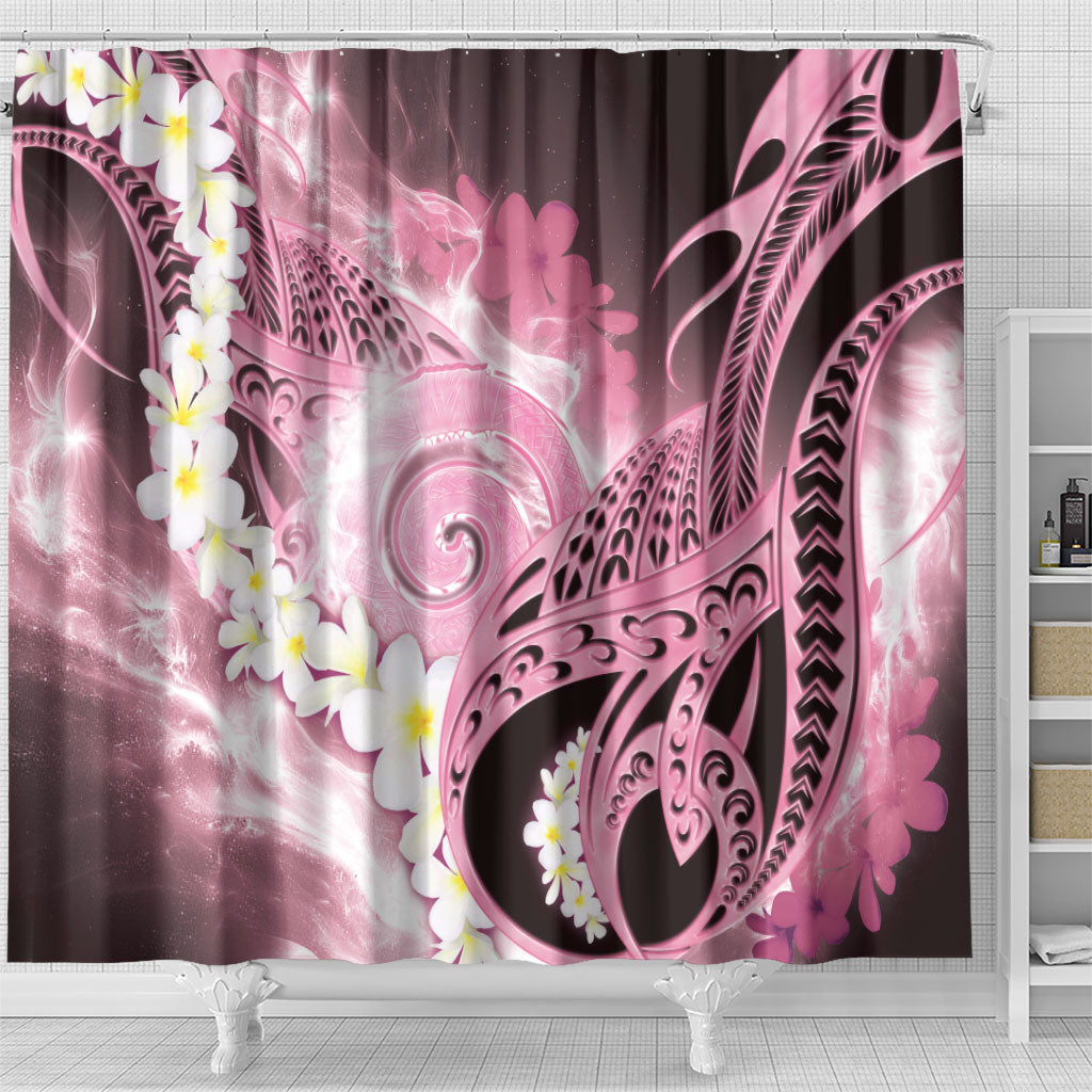 Piko Hawaiian Shower Curtain Pink Galaxy Spiral Plumeria Tribal Patterns DT05 - Polynesian Pride
