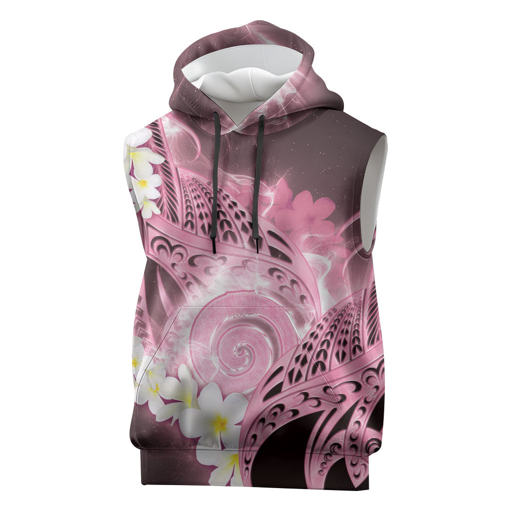 Piko Hawaiian Sleeveless Hoodie Pink Galaxy Spiral Plumeria Tribal Patterns DT05 Pink - Polynesian Pride