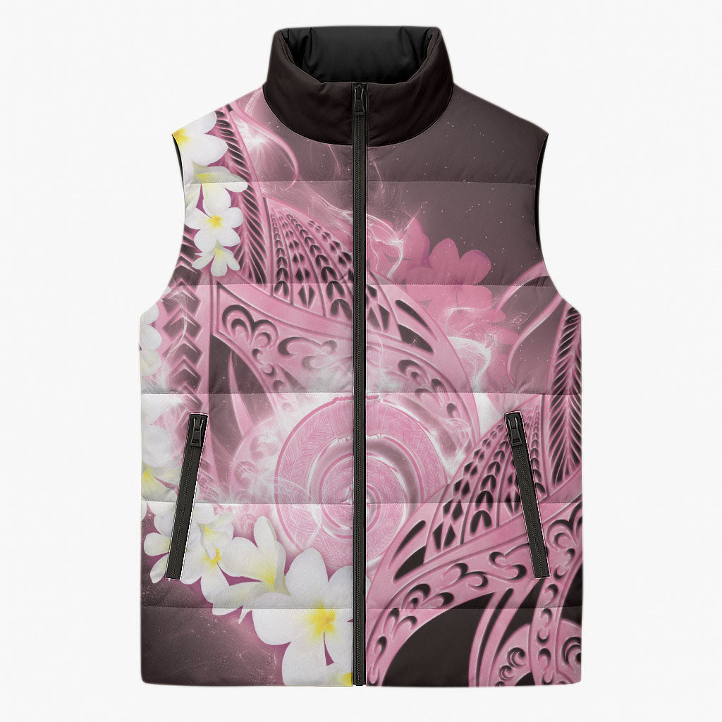 Piko Hawaiian Sleeveless Puffer Jacket Pink Galaxy Spiral Plumeria Tribal Patterns DT05 Unisex Pink - Polynesian Pride
