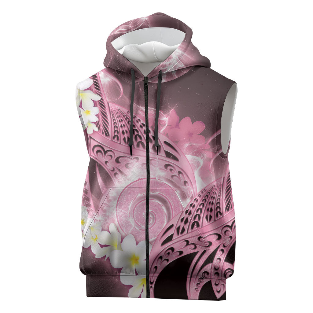 Piko Hawaiian Sleeveless Zip Hoodie Pink Galaxy Spiral Plumeria Tribal Patterns DT05 Pink - Polynesian Pride