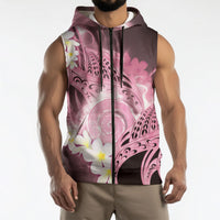 Piko Hawaiian Sleeveless Zip Hoodie Pink Galaxy Spiral Plumeria Tribal Patterns DT05 - Polynesian Pride