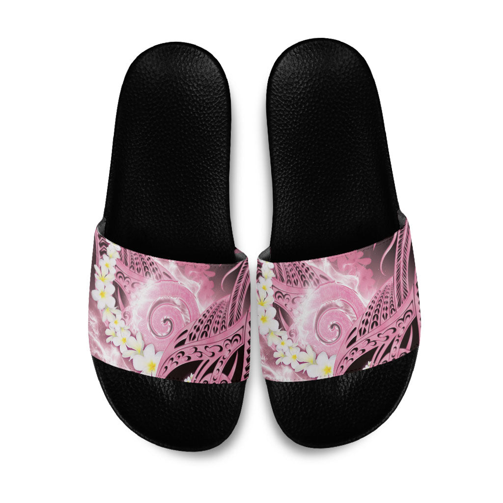 Piko Hawaiian Slide Sandals Pink Galaxy Spiral Plumeria Tribal Patterns DT05 Pink - Polynesian Pride